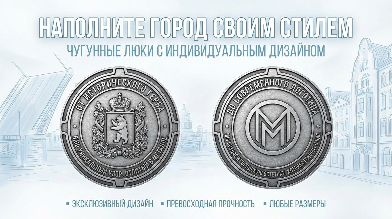 Запущено производство брендированных чугунных люков ОУЭ-600 по индивидуальным дизайнам